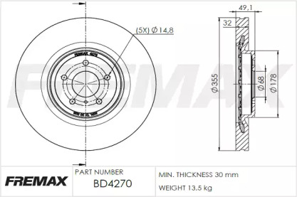 Тормозной диск FREMAX BD-4270