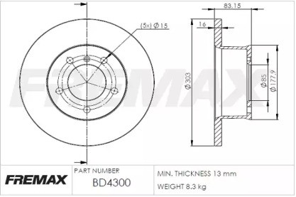 Тормозной диск FREMAX BD-4300