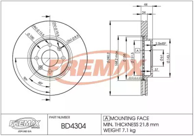 Тормозной диск FREMAX BD-4304