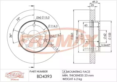 Тормозной диск FREMAX BD-4393