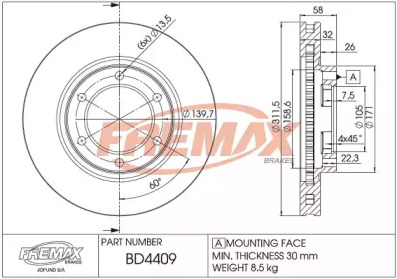 Тормозной диск FREMAX BD-4409