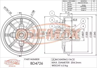 Тормозный барабан FREMAX BD-4726