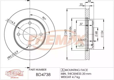 Тормозной диск FREMAX BD-4738