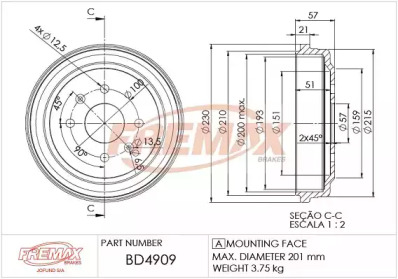 Тормозный барабан FREMAX BD-4909