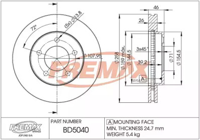 Тормозной диск FREMAX BD-5040