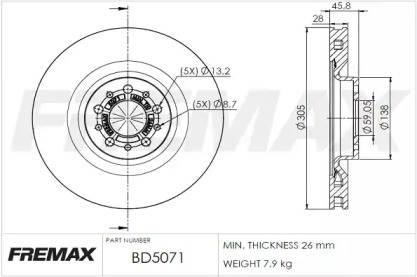 Тормозной диск FREMAX BD-5071