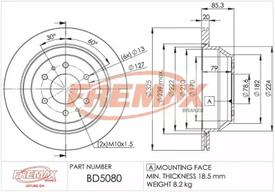 Тормозной диск FREMAX BD-5080