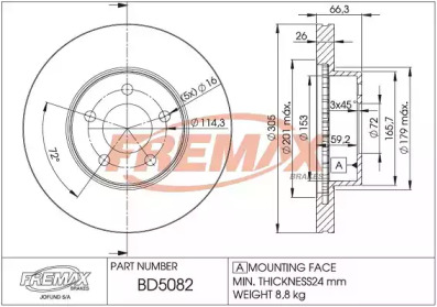 Тормозной диск FREMAX BD-5082