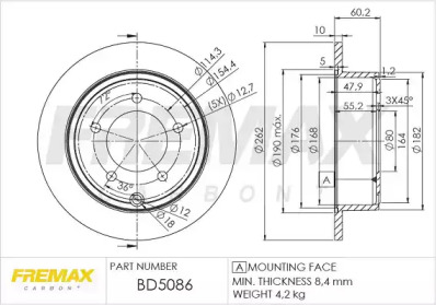 Тормозной диск FREMAX BD-5086