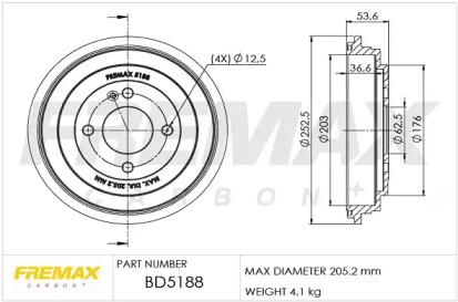 Тормозный барабан FREMAX BD-5188