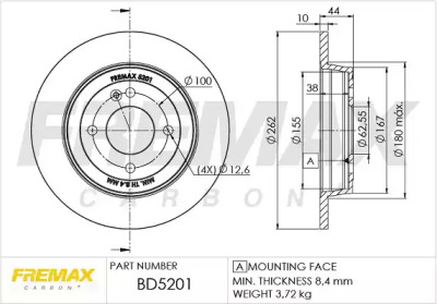 Тормозной диск FREMAX BD-5201