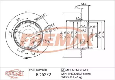 Тормозной диск FREMAX BD-5272