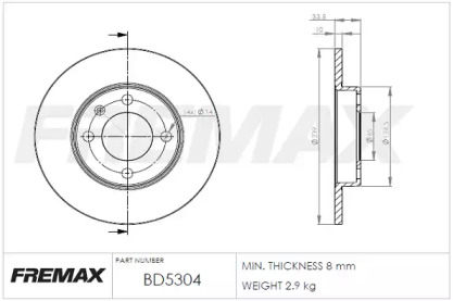 Тормозной диск FREMAX BD-5304