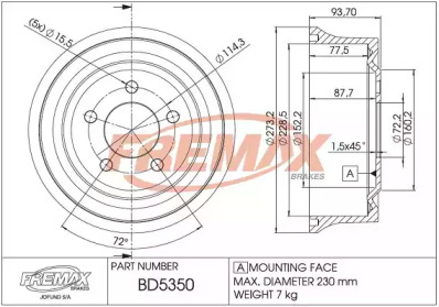 Тормозный барабан FREMAX BD-5350