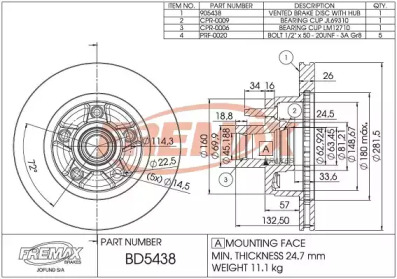 Тормозной диск FREMAX BD-5438