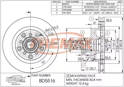 Тормозной диск FREMAX BD-5516