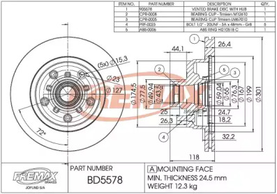 Тормозной диск FREMAX BD-5578