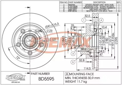 Тормозной диск FREMAX BD-5595