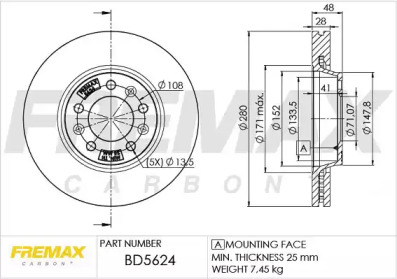 Тормозной диск FREMAX BD-5624