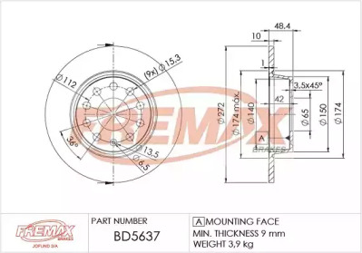 Тормозной диск FREMAX BD-5637