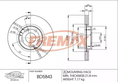 Тормозной диск FREMAX BD-5843