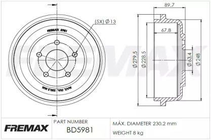 Тормозный барабан FREMAX BD-5981