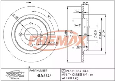 Тормозной диск FREMAX BD-6007