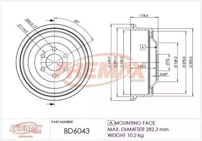 Тормозный барабан FREMAX BD-6043