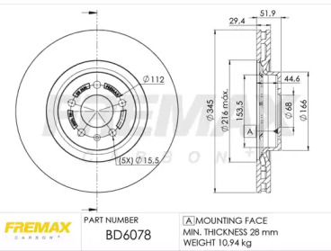 Тормозной диск FREMAX BD-6078