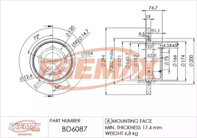 Тормозной диск FREMAX BD-6087