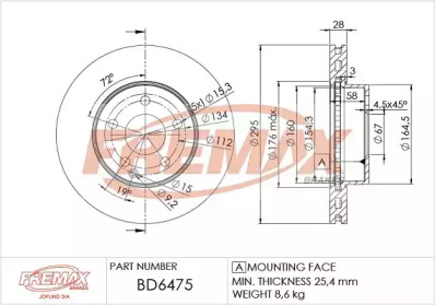 Тормозной диск FREMAX BD-6475