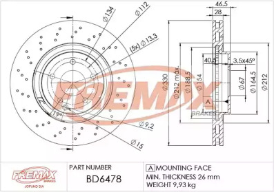 Тормозной диск FREMAX BD-6478