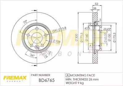 Тормозной диск FREMAX BD-6765