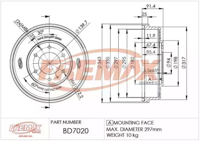 Тормозный барабан FREMAX BD-7020