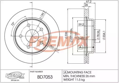 Тормозной диск FREMAX BD-7053