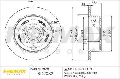 Тормозной диск FREMAX BD-7082