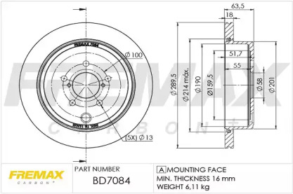 Тормозной диск FREMAX BD-7084