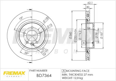 Тормозной диск FREMAX BD-7364