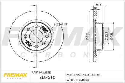 Тормозной диск FREMAX BD-7510