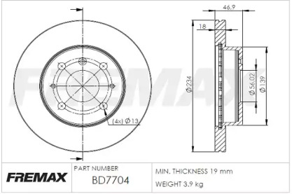 Тормозной диск FREMAX BD-7704