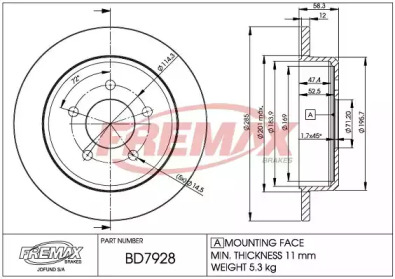 Тормозной диск FREMAX BD-7928