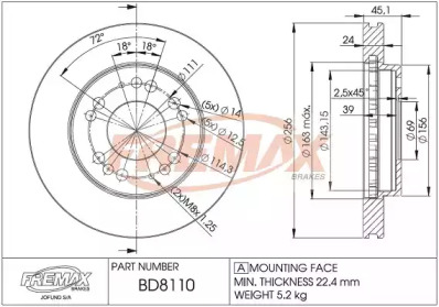 Тормозной диск FREMAX BD-8110