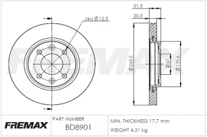 Тормозной диск FREMAX BD-8901