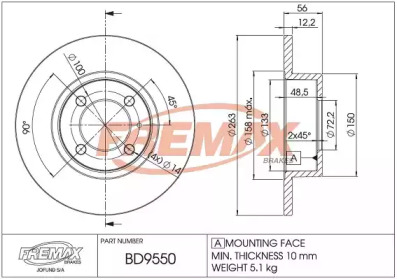 Тормозной диск FREMAX BD-9550