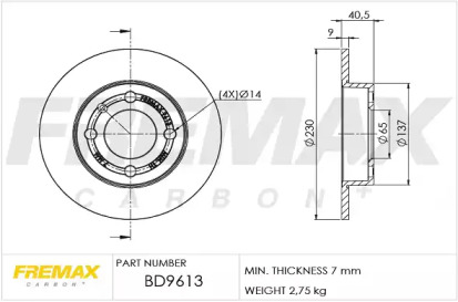 Тормозной диск FREMAX BD-9613