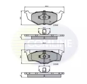 Комплект тормозных колодок, дисковый тормоз COMLINE CBP0707
