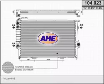 Радиатор, охлаждение двигателя AHE 104.023