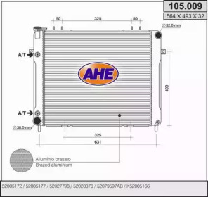 Радиатор, охлаждение двигателя AHE 105.009