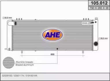 Радиатор, охлаждение двигателя AHE 105.012