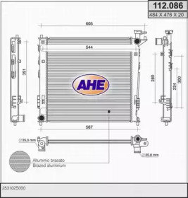 Радиатор, охлаждение двигателя AHE 112.086